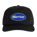 Black cap with James Marriott logo on front.