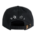 Black James Marriott cap with white star designs.