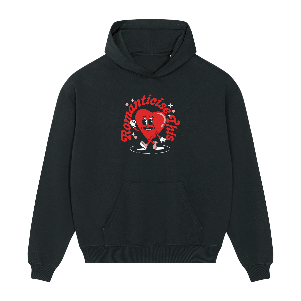 Romanticise This Valentine’s Heart Vintage Black Hoodie